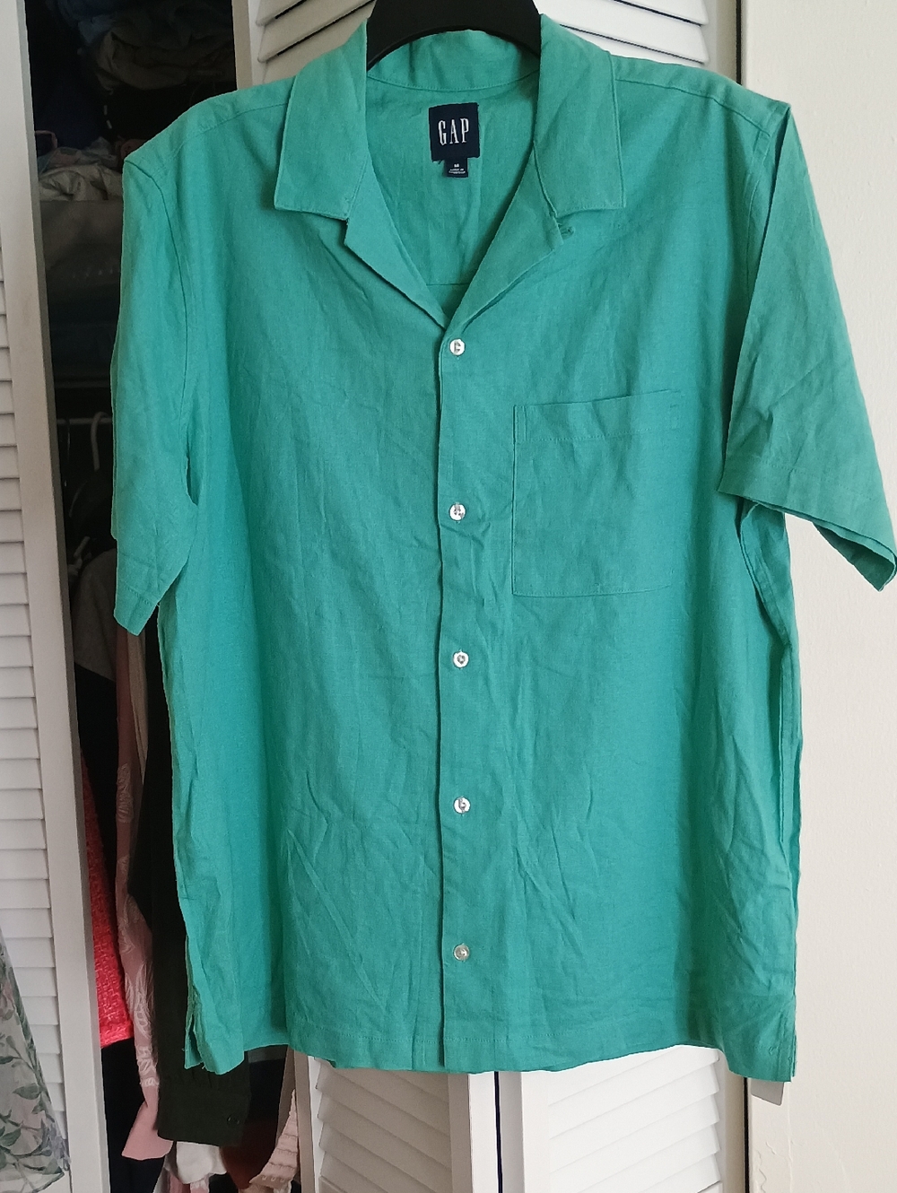 Vintage 90's Nwt GAP Men's Short Sleeve Button-Down Shirt in Teal